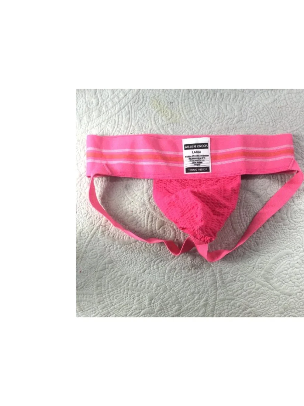 Arjen Kroos Mens Pink Jockstrap Underwear Large Stretchy Nylon Blend*Gay*NIP